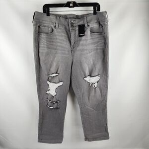 Torrid Jeans Womens 26/28 Crop Jegging Distressed Stretch High-Rise Gray NWT